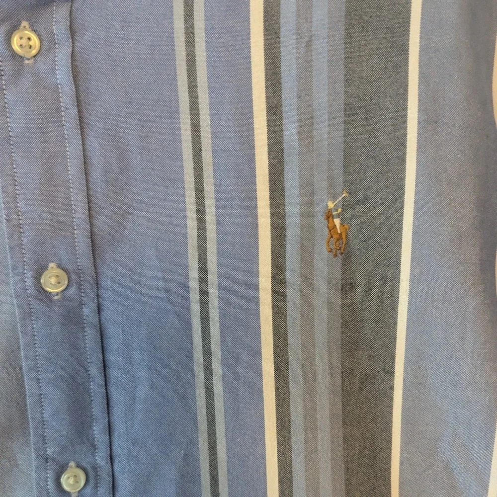Polo Ralph Lauren Button Down Shirt Blue Striped Oxford  Classic Fit Mens XXL